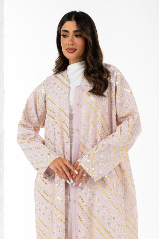 Blush Pink Linen Abaya