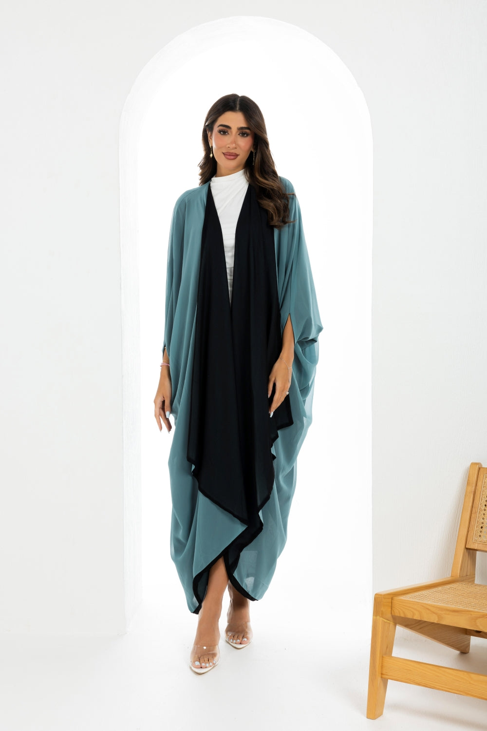 Teal Double-Sided Chiffon Abaya