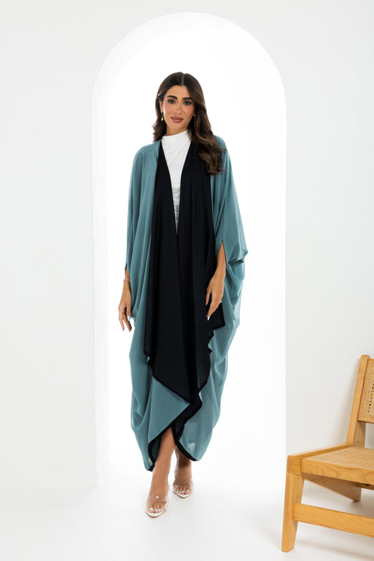 Teal Double-Sided Chiffon Abaya