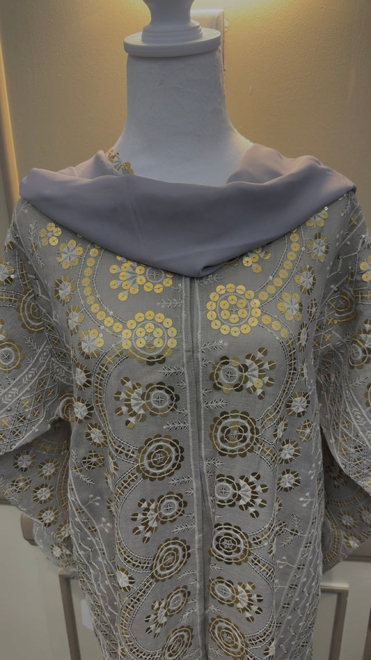 Cloud Grey Linen Abaya