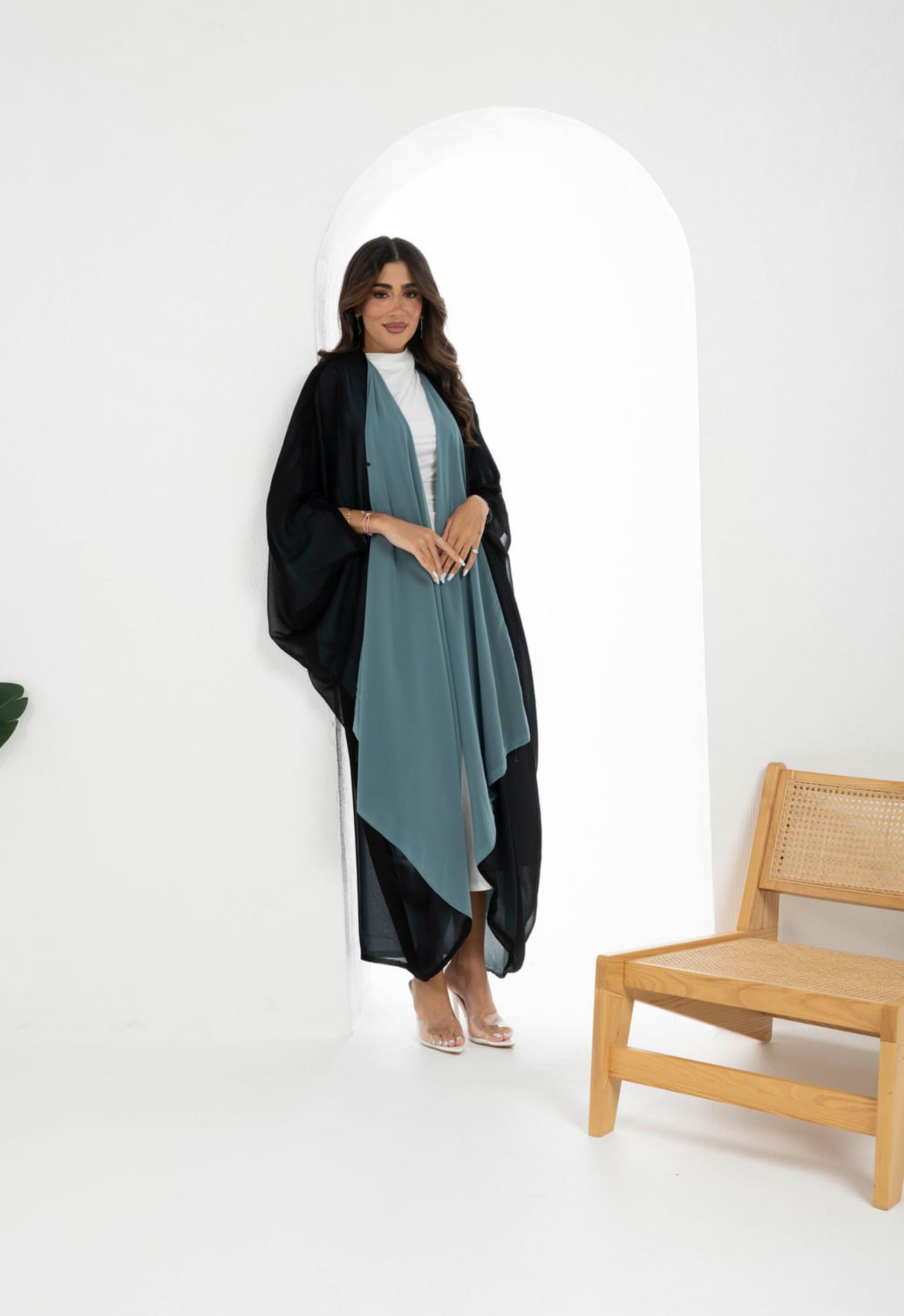 Teal Double-Sided Chiffon Abaya
