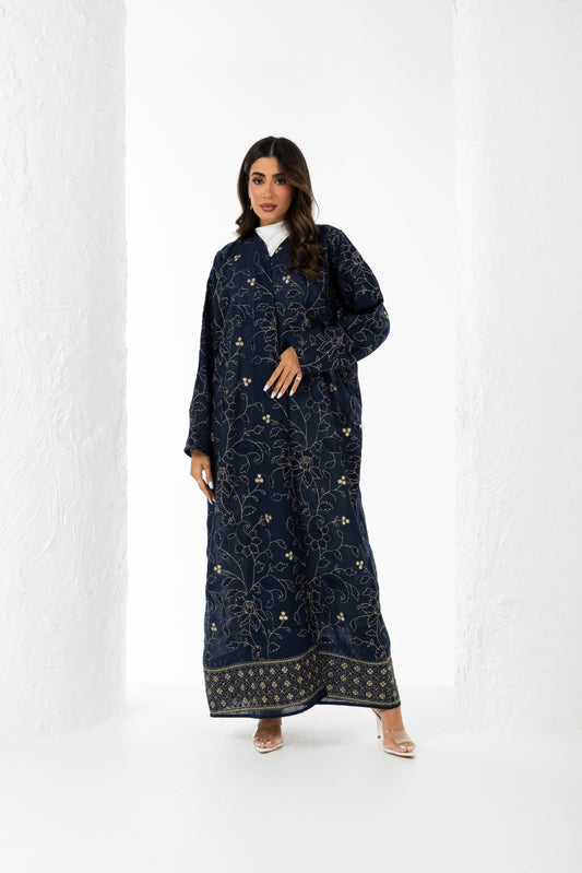 Navy Blue Linen Abaya